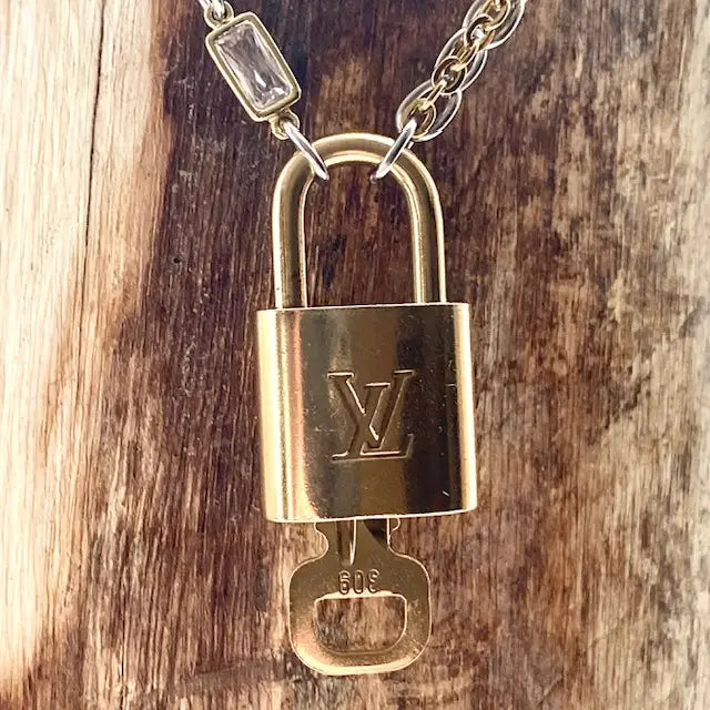 Louis Vuitton Lock Necklace Repurposed Upcycled Genuine LV - Preorder Now