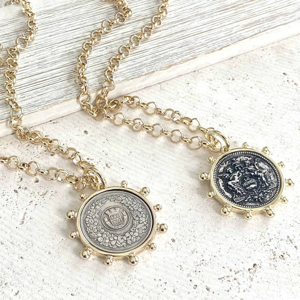 Simple French Coin Necklace Rolo Chain - Preorder Now