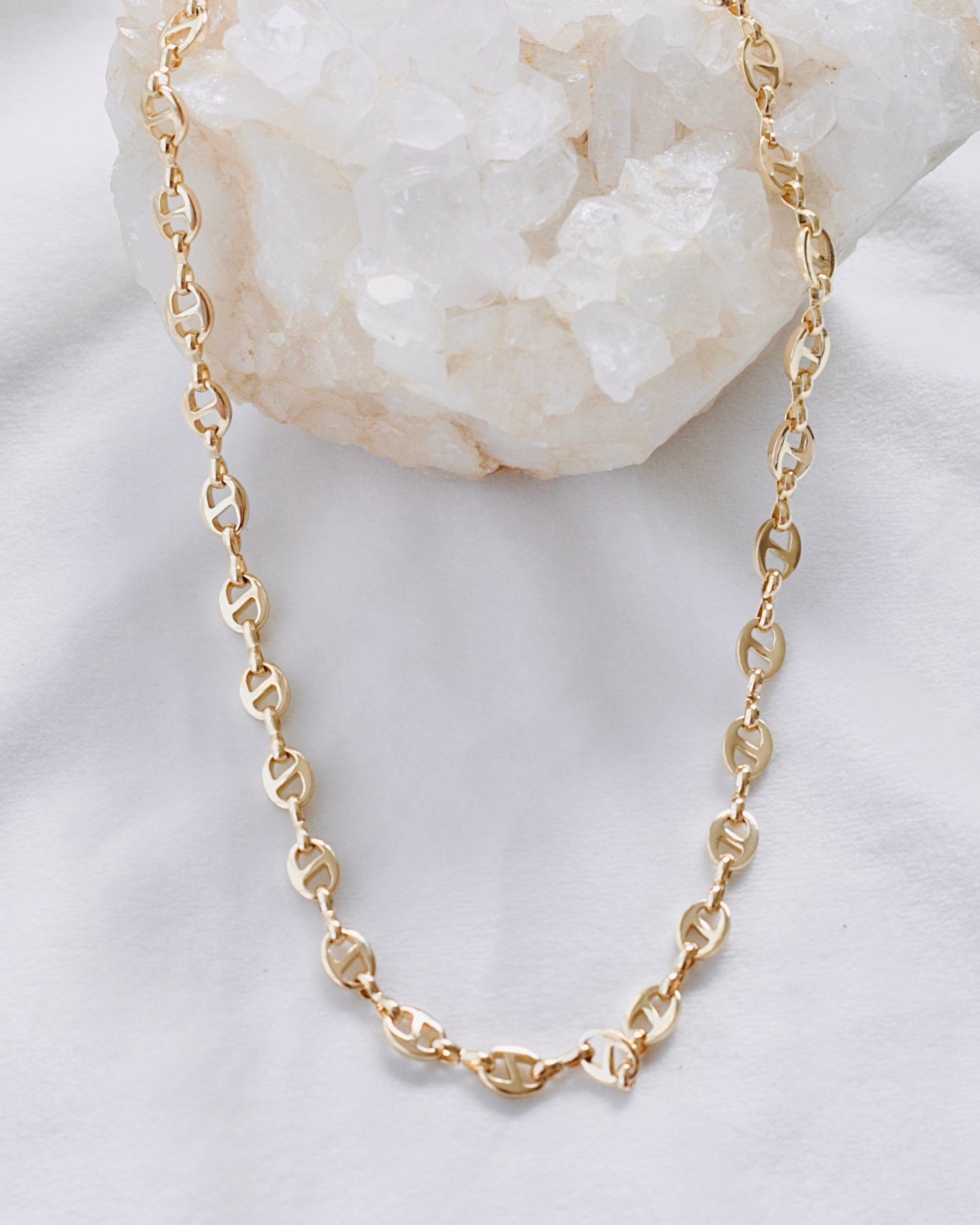 Bean Chain 14K Gold Plated Layering Necklace in Gold