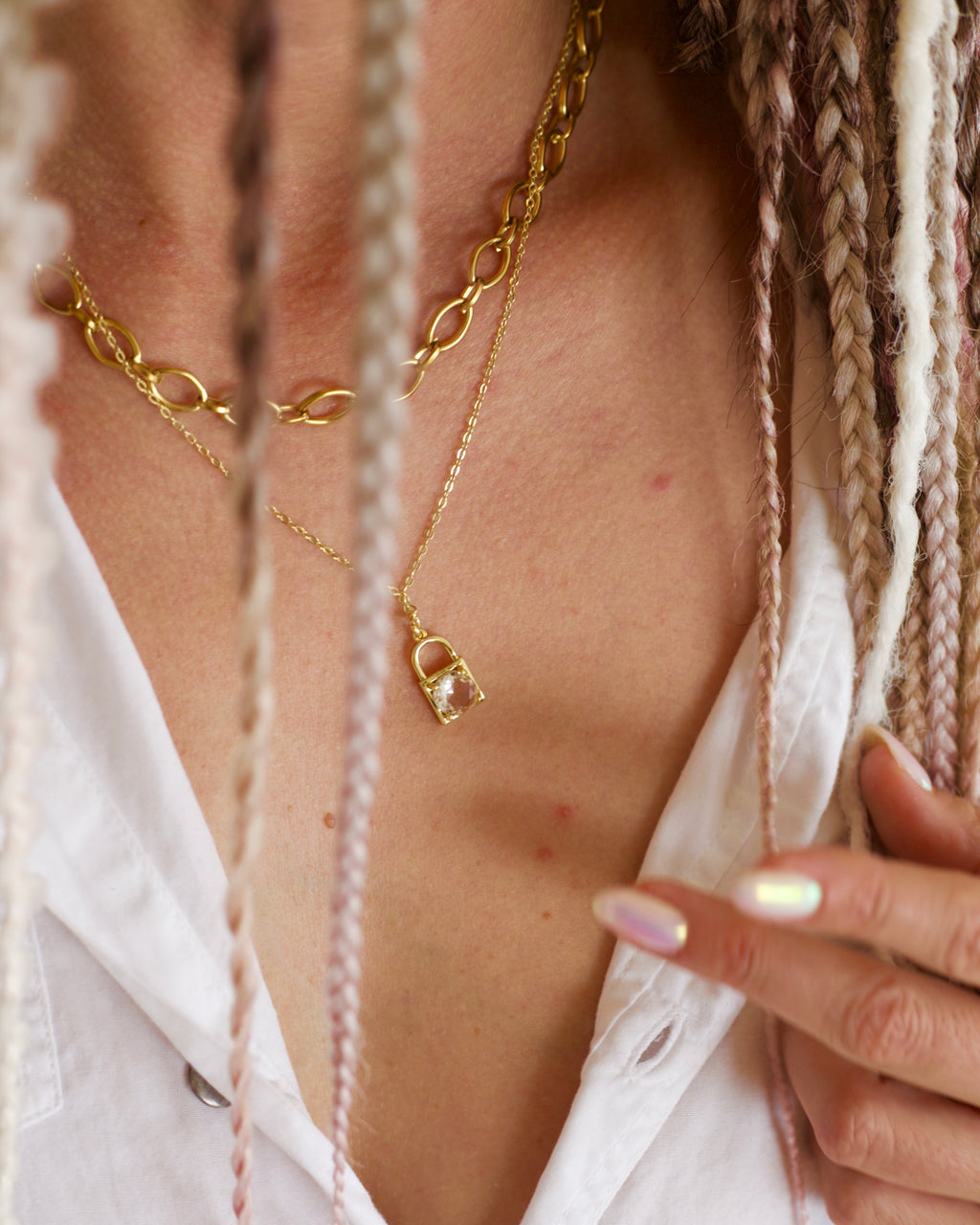 Oval Linked Necklace in Gold