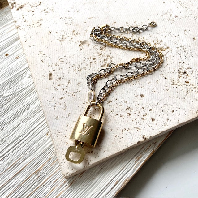 Louis Vuitton Lock Necklace Repurposed Upcycled Genuine LV - Preorder Now