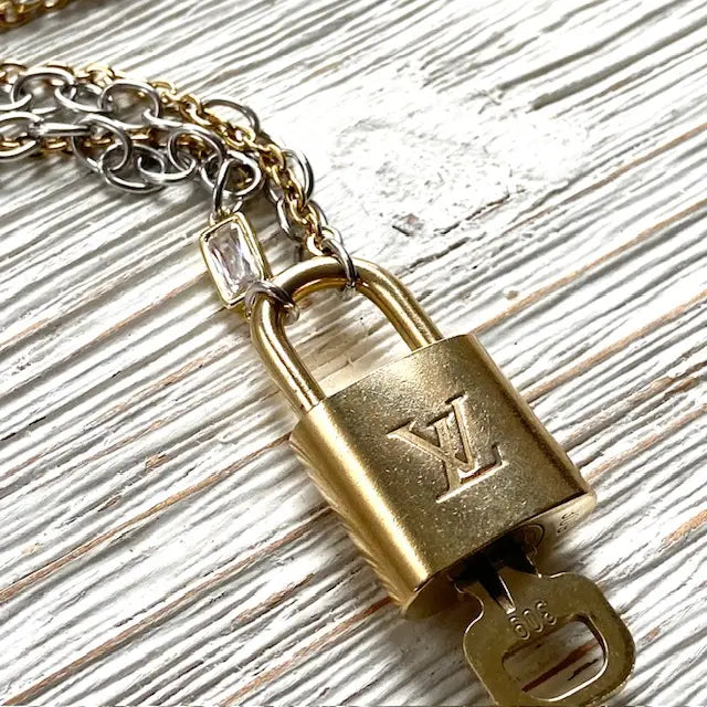 Louis Vuitton Lock Necklace Repurposed Upcycled Genuine LV - Preorder Now