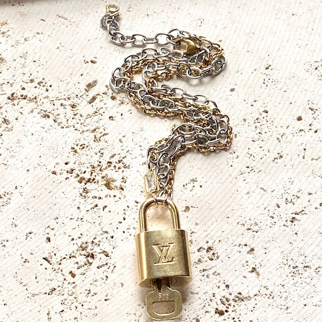 Louis Vuitton Lock Necklace Repurposed Upcycled Genuine LV - Preorder Now