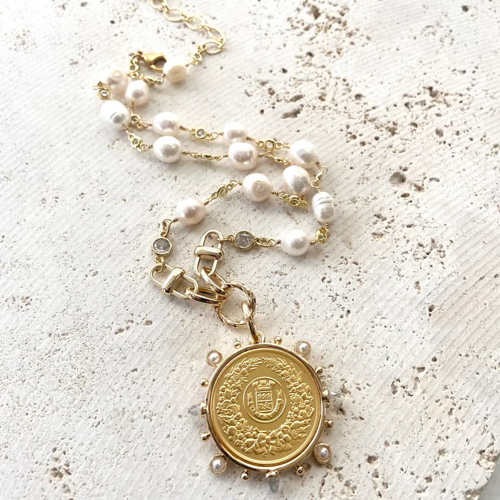Coin Pearl Necklace in Gold  - Preorder Now