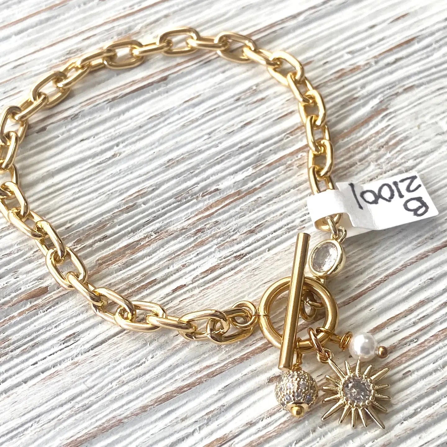 Chunky Gold Boutique Chain Bracelet with Sun and Pearls - Preorder Now