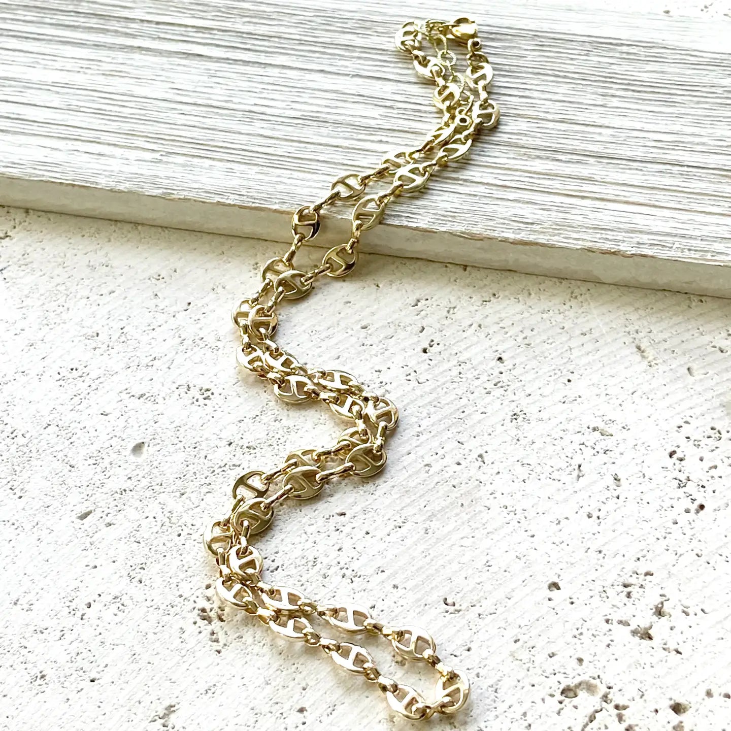 Bean Chain 14K Gold Plated Layering Necklace in Gold