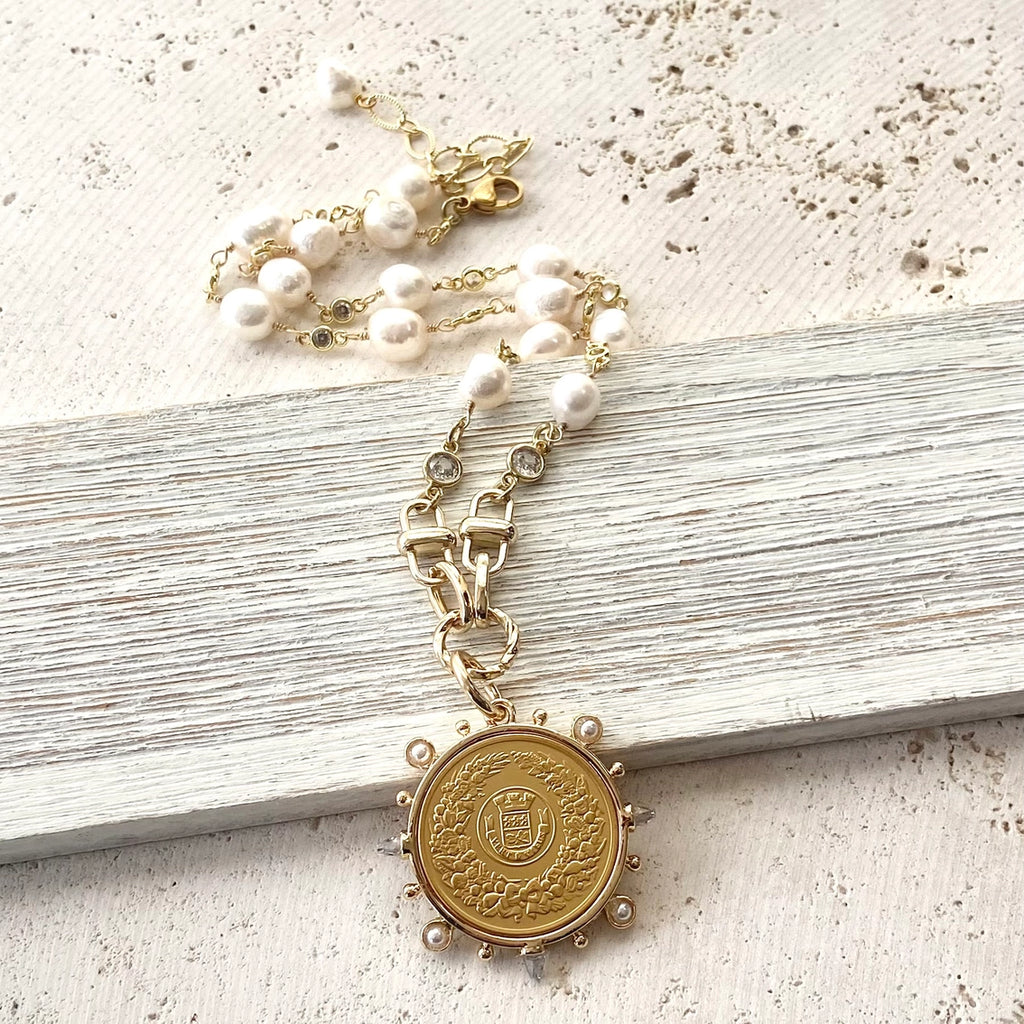 Coin Pearl Necklace in Gold  - Preorder Now