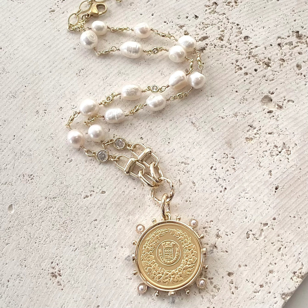 Coin Pearl Necklace in Gold  - Preorder Now