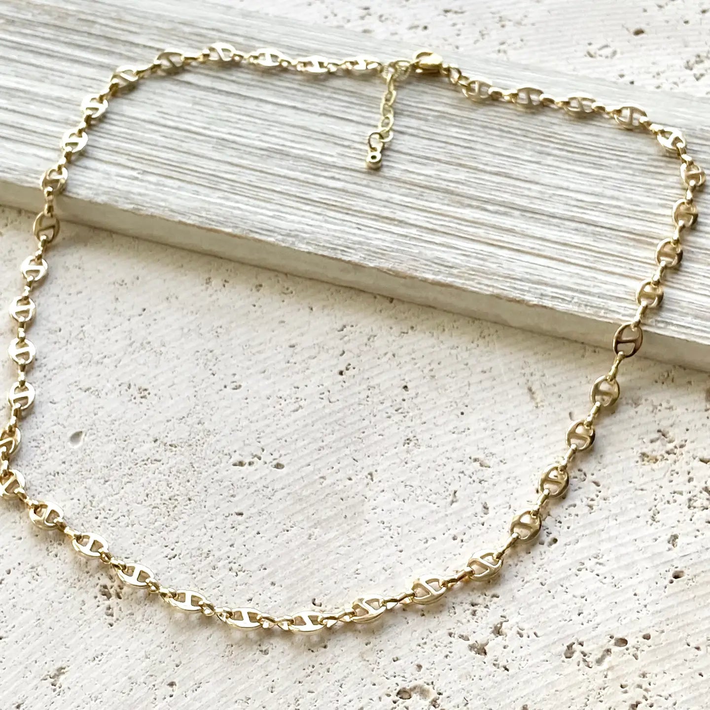 Bean Chain 14K Gold Plated Layering Necklace in Gold