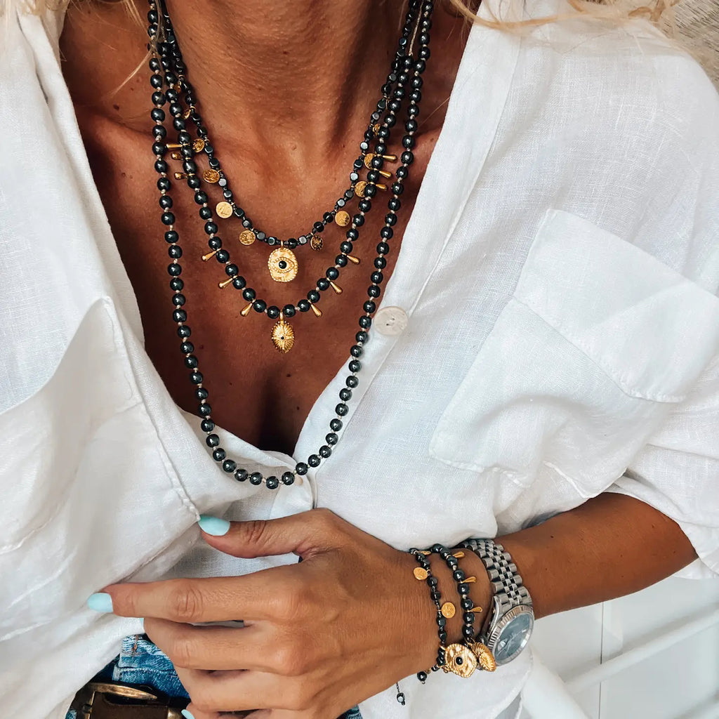 Black Hematite Beads Necklaces Handwoven with Knots - Preorder Now