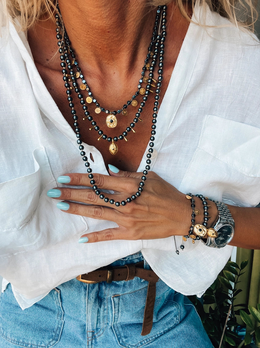 Black Hematite Beads Necklaces Handwoven with Knots - Preorder Now