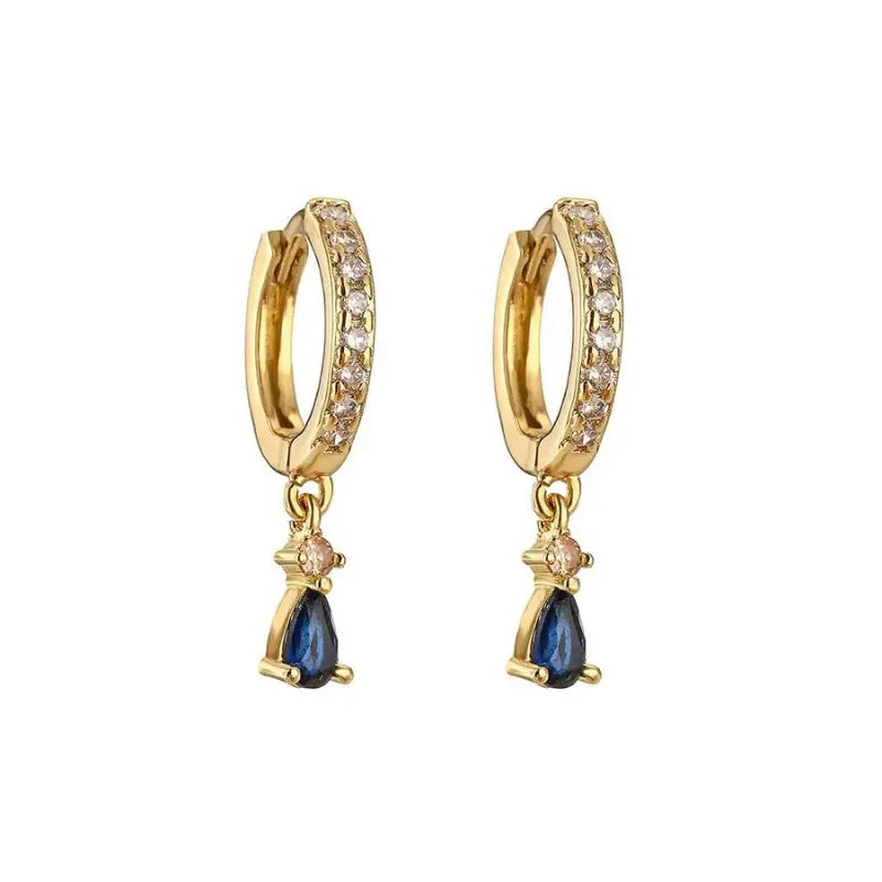 Isidora Droplet Huggie Earrings in Blue and Gold - Preorder Now