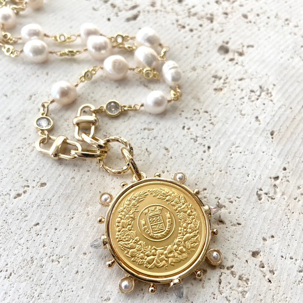 Coin Pearl Necklace in Gold  - Preorder Now