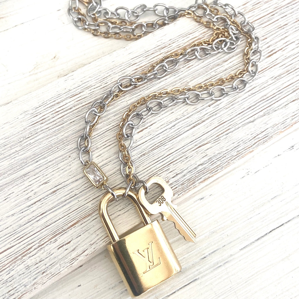 Louis Vuitton Lock Necklace Repurposed Upcycled Genuine LV - Preorder Now