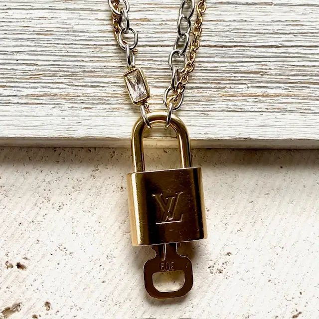 Louis Vuitton Lock Necklace Repurposed Upcycled Genuine LV - Preorder Now