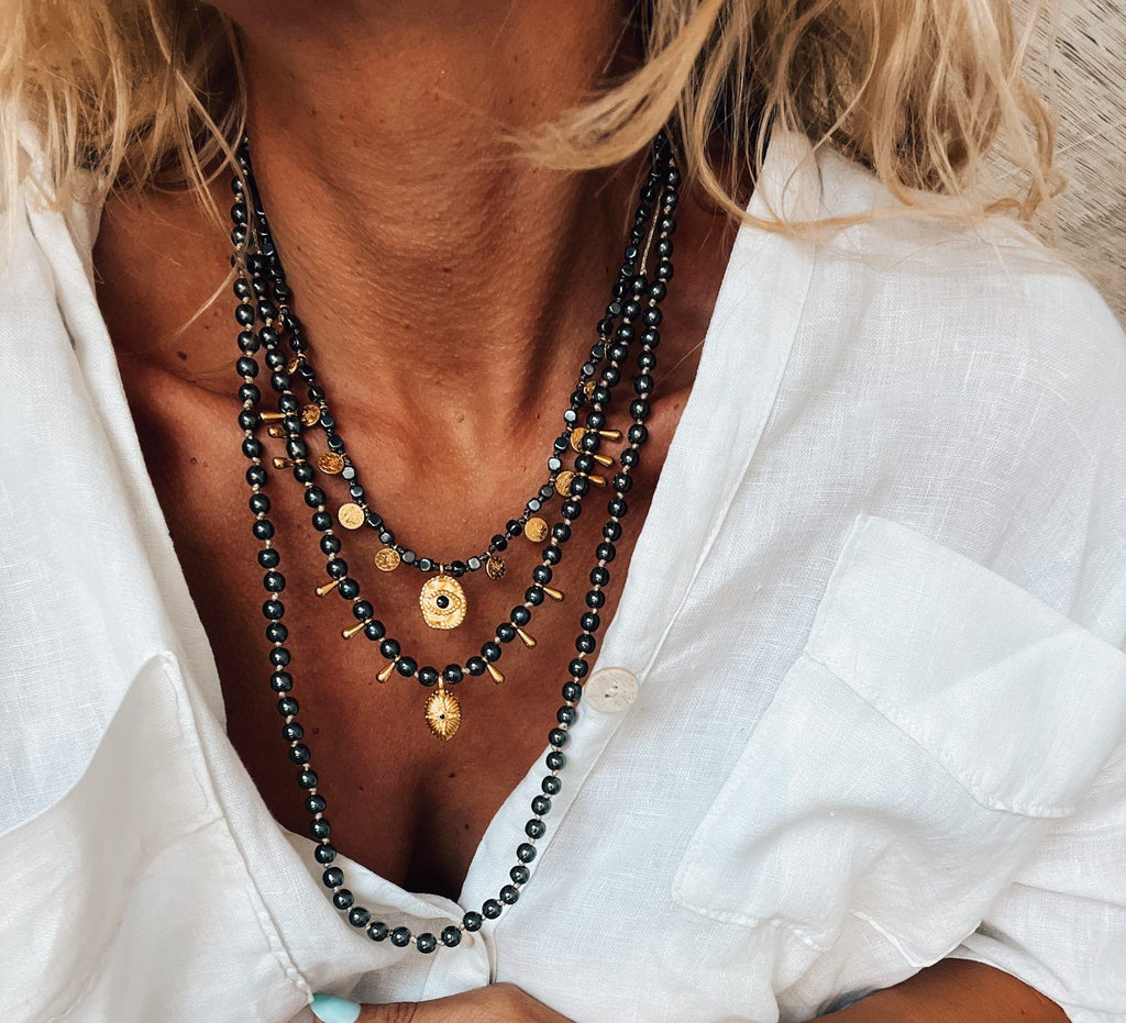 Black Hematite Beads Necklaces Handwoven with Knots - Preorder Now