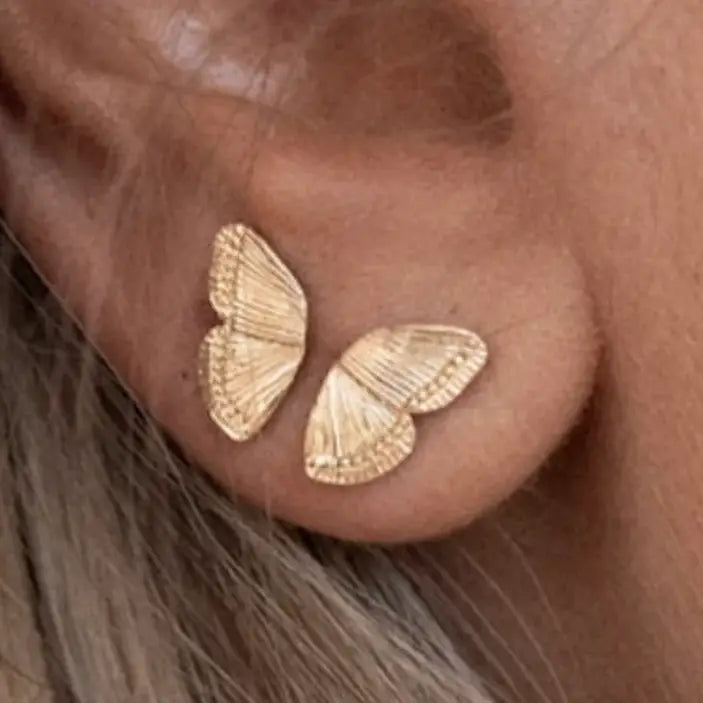 Butterfly Wing Stud Earrings in 14K Gold - Preorder Now