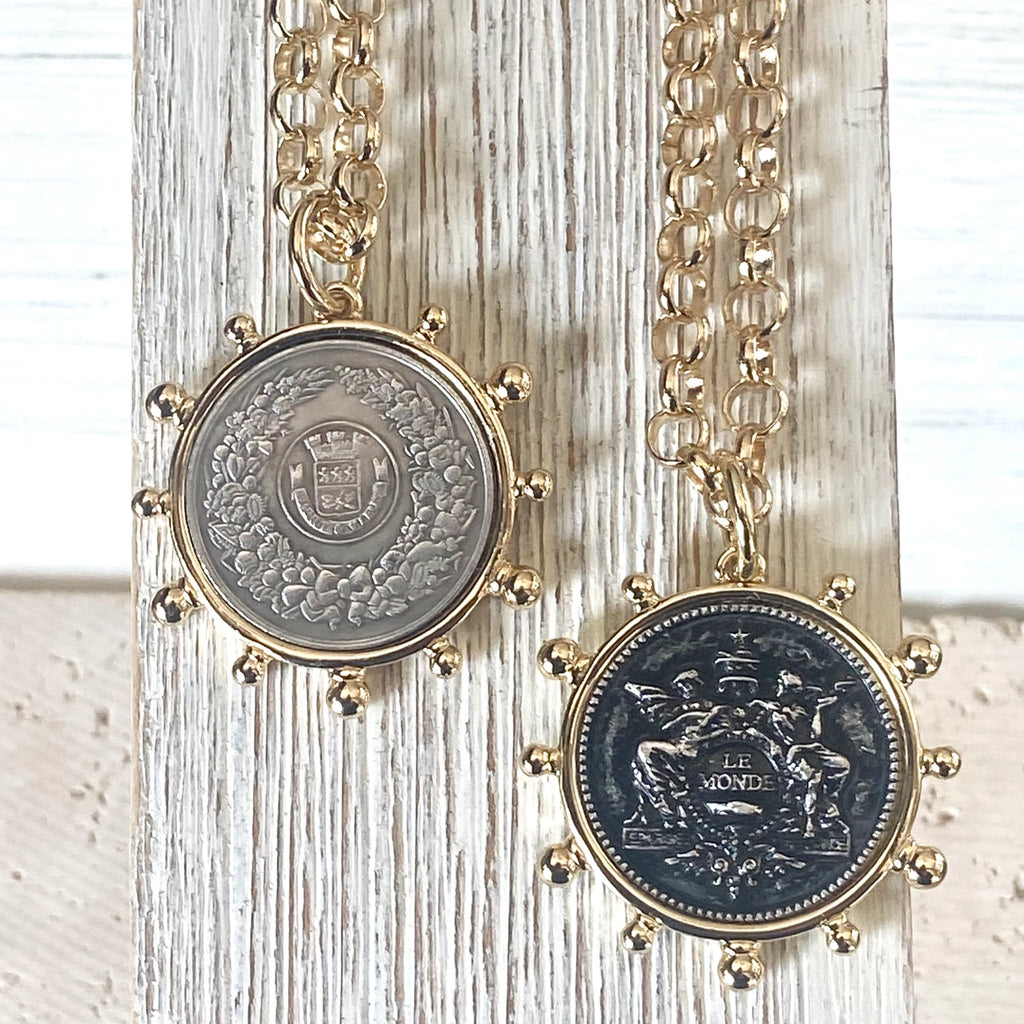 Simple French Coin Necklace Rolo Chain - Preorder Now