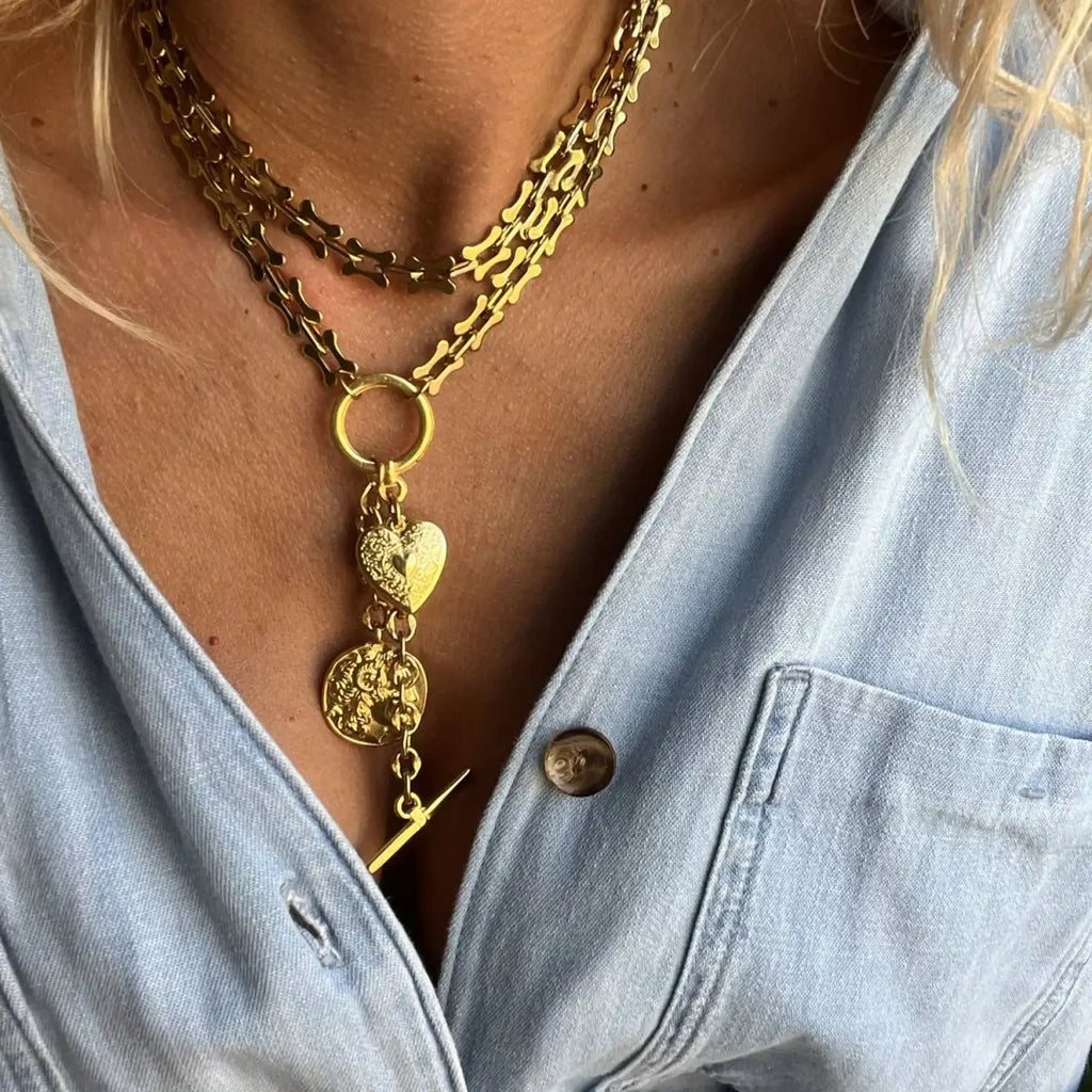 Gold Charm Lariat and Long Necklace - Preorder Now