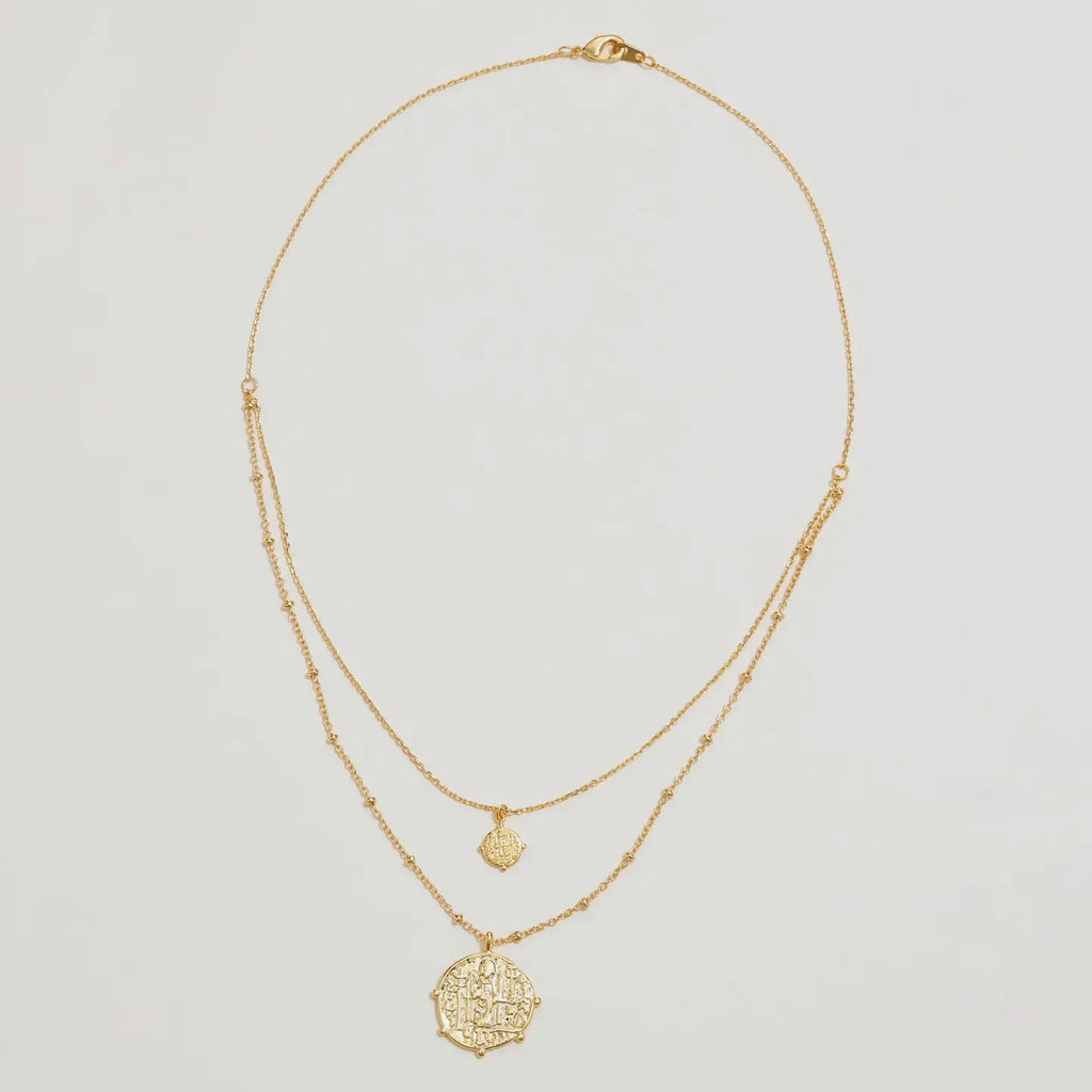 Layered Gold Necklace with Textured Coin Pendants - Preorder Now