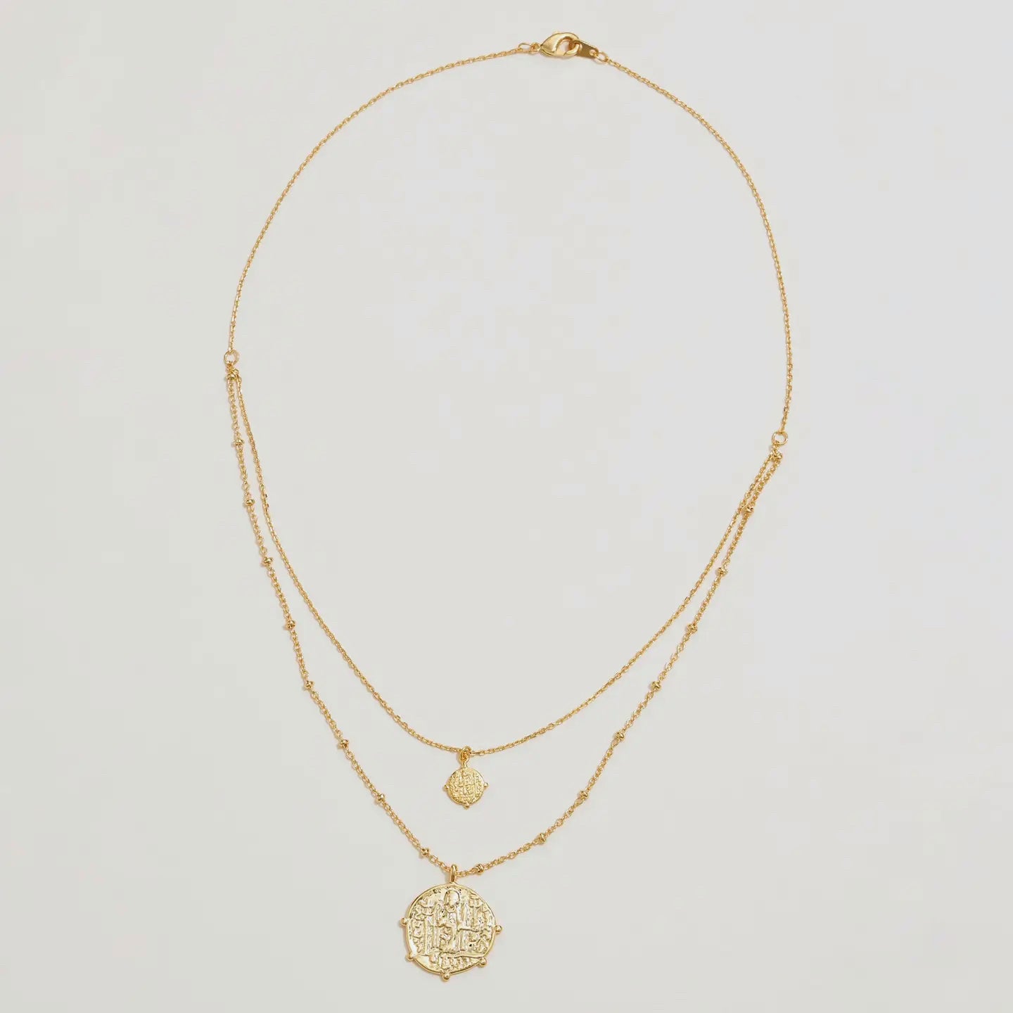 Layered Gold Necklace with Textured Coin Pendants - Preorder Now