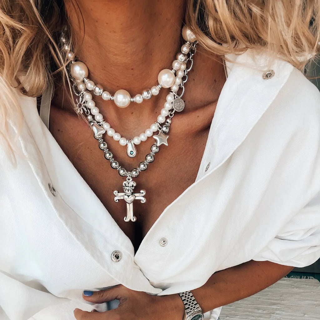 Statement Pearls with Silver Details Necklace - Preorder Now