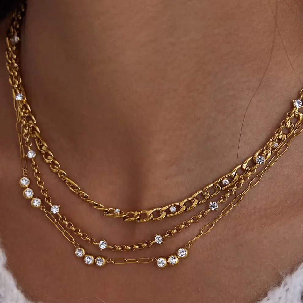 CZ Gold Layered Stainless Steel Necklace - Preorder Now