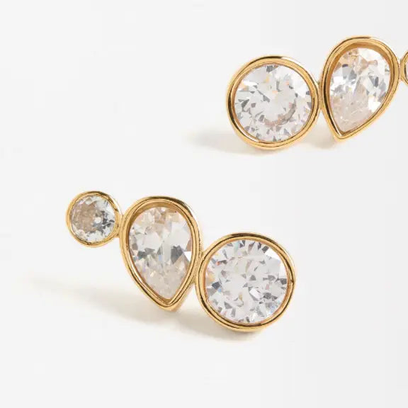 Organic Diamond Drop Cz Earrings in 18K Gold - Preorder Now