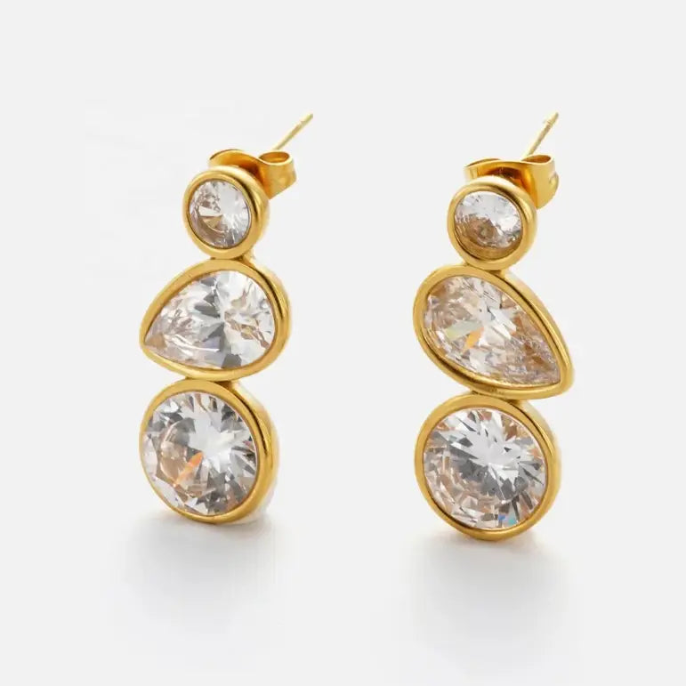 Organic Diamond Drop Cz Earrings in 18K Gold - Preorder Now