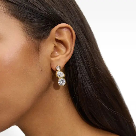 Organic Diamond Drop Cz Earrings in 18K Gold - Preorder Now