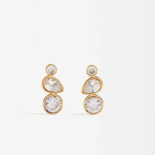 Organic Diamond Drop Cz Earrings in 18K Gold - Preorder Now
