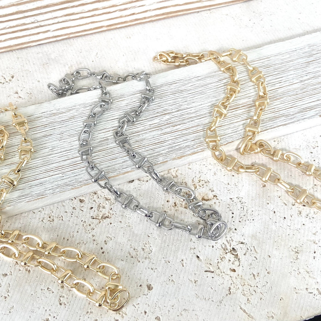 Equestrian Linked Chain Layering Necklace in Gold - Preorder Now