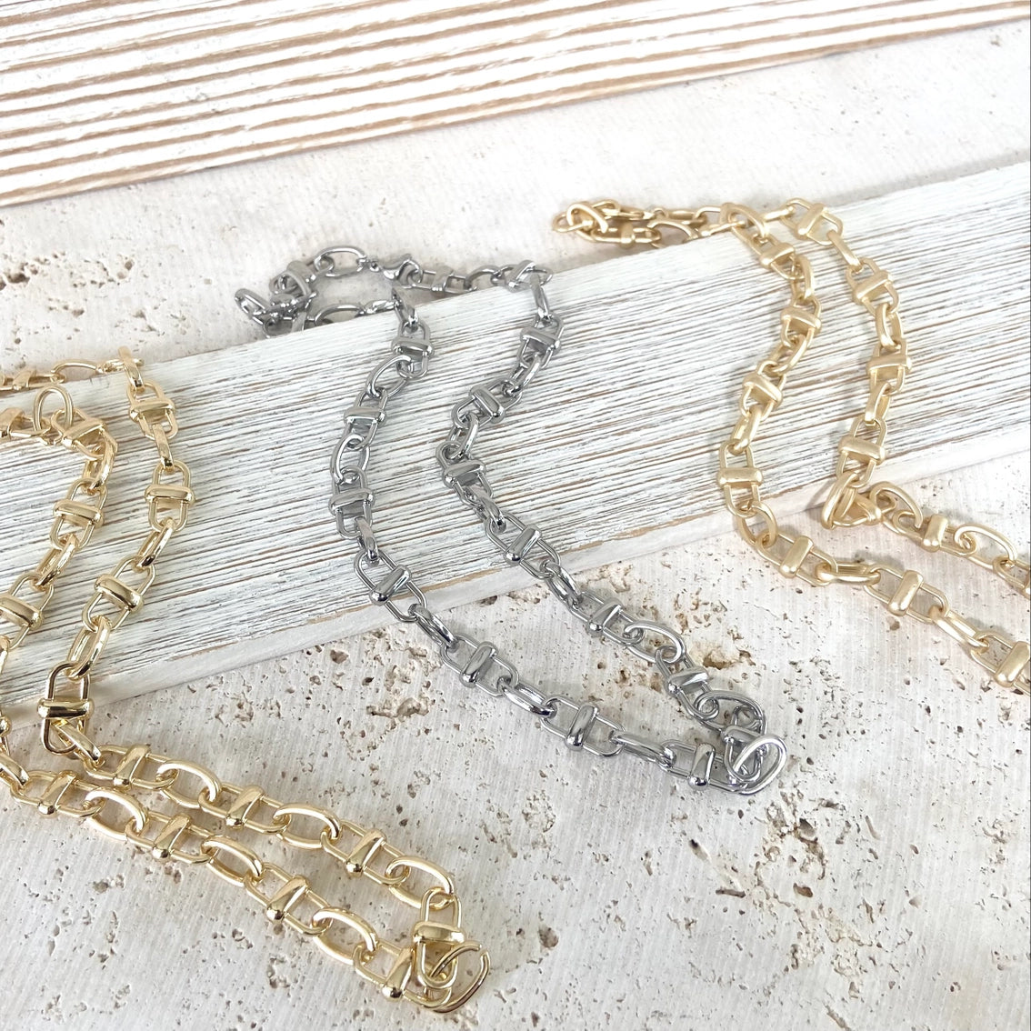 Equestrian Linked Chain Layering Necklace in Gold - Preorder Now
