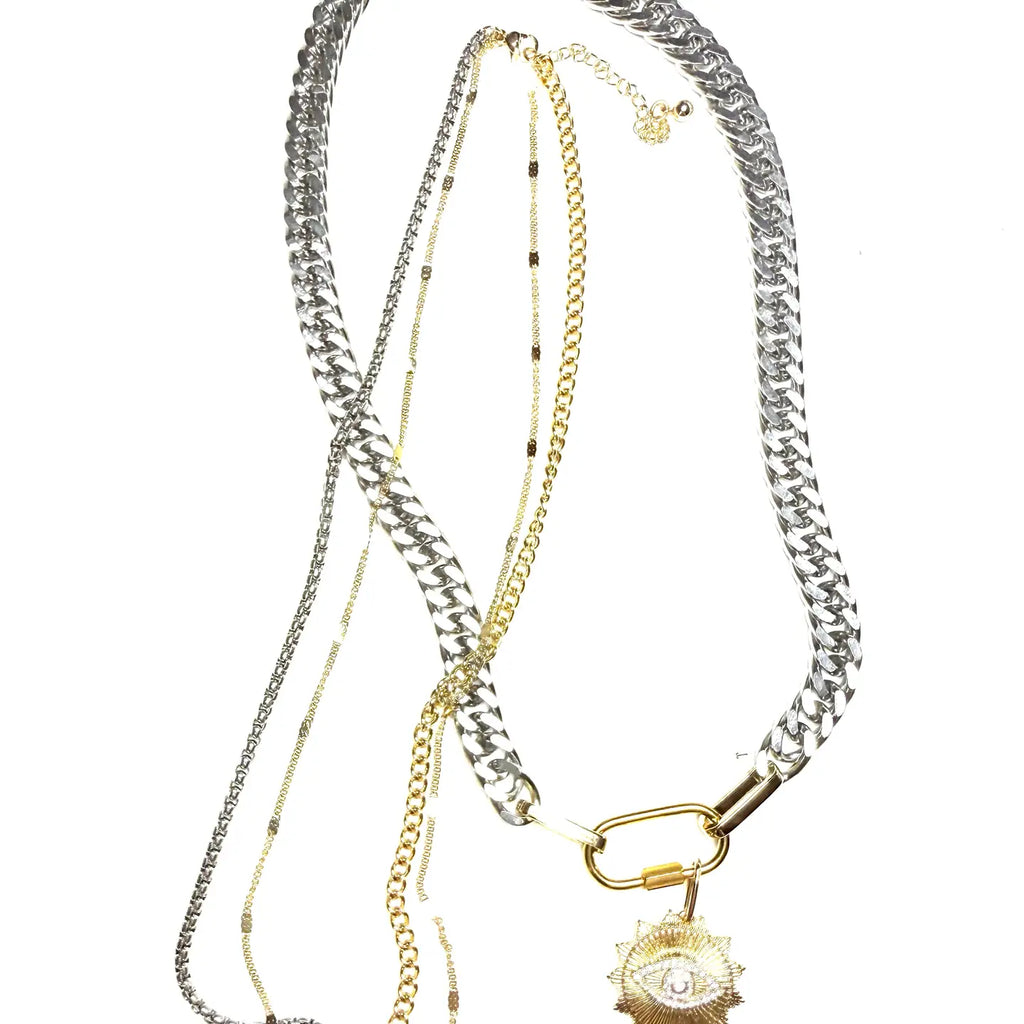 Evil Eye Carabiner 2 in 1 Three Stand Necklace - Preorder Now