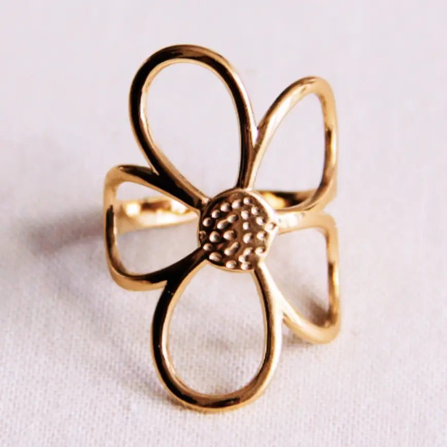 Adjustable Statement Flower Ring in Gold - Preorder Now