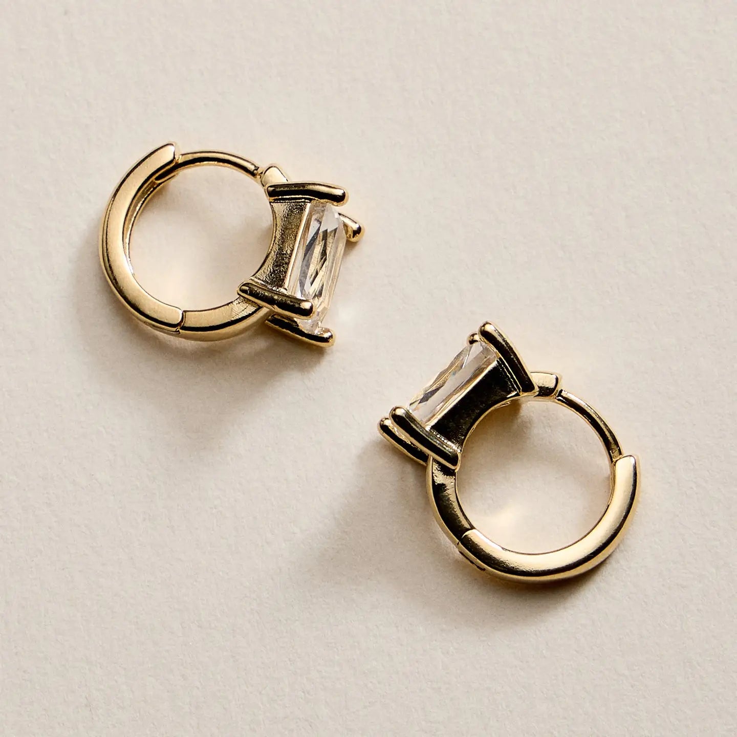 Gold Filled Hoop Earrings with Rectangle Crystal - Preorder Now