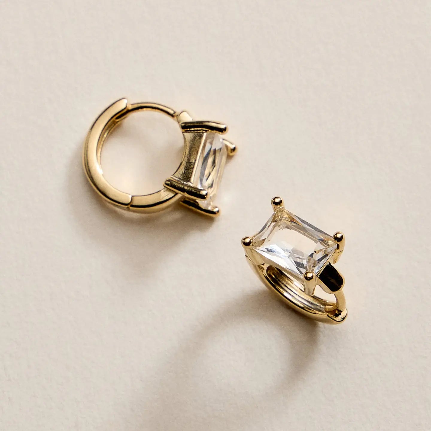 Gold Filled Hoop Earrings with Rectangle Crystal - Preorder Now