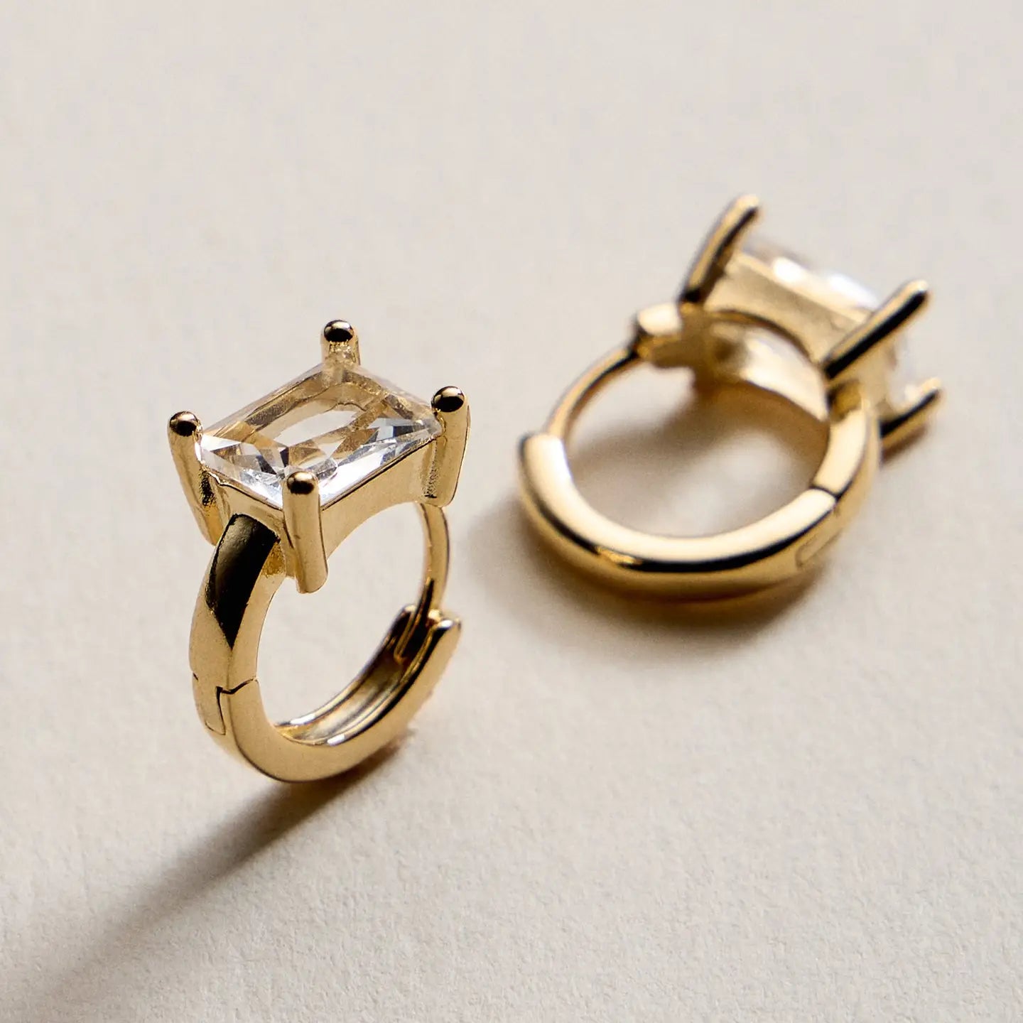 Gold Filled Hoop Earrings with Rectangle Crystal - Preorder Now