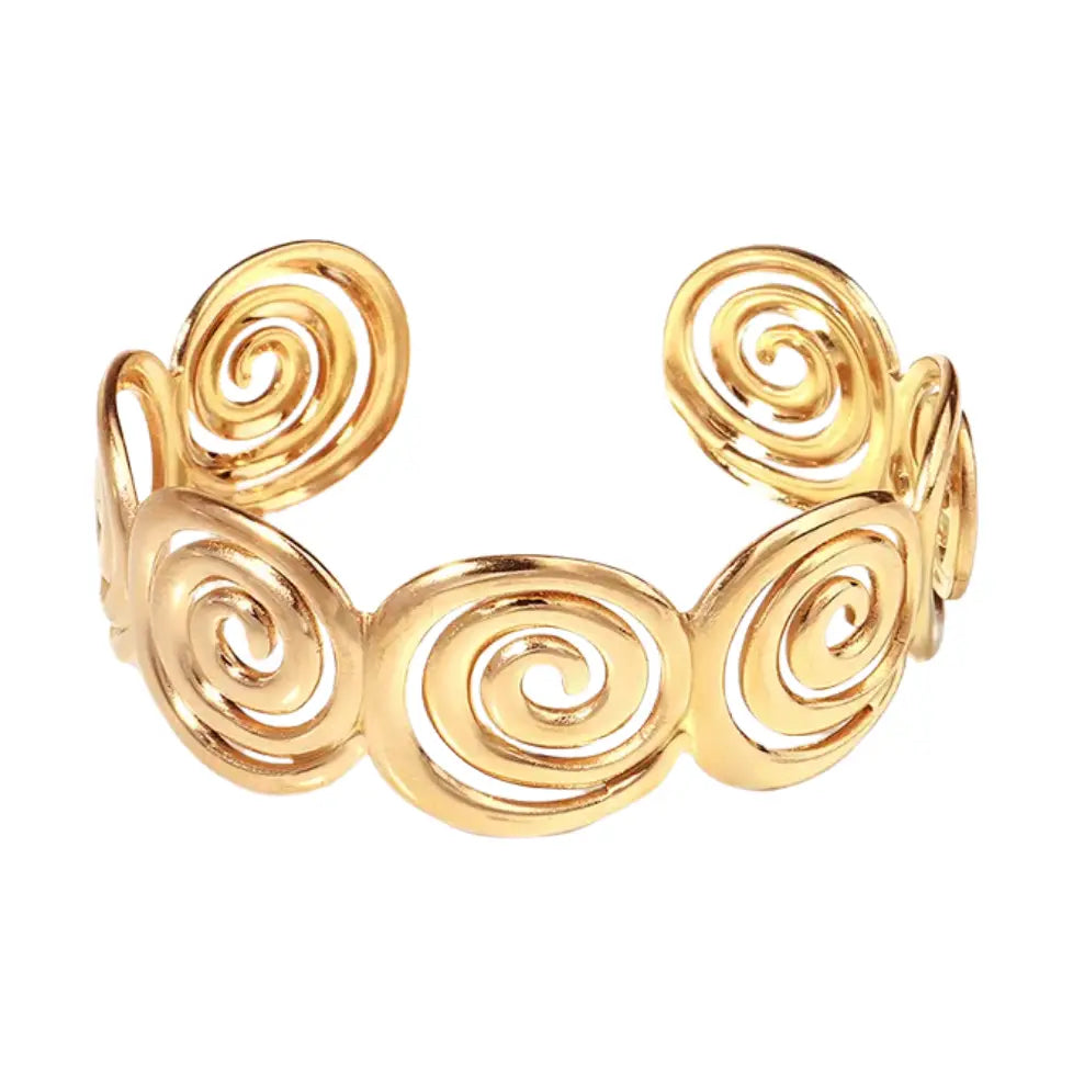 The Swirl Goddess Cuff Spiral Marina Bangle in Gold - Preorder Now