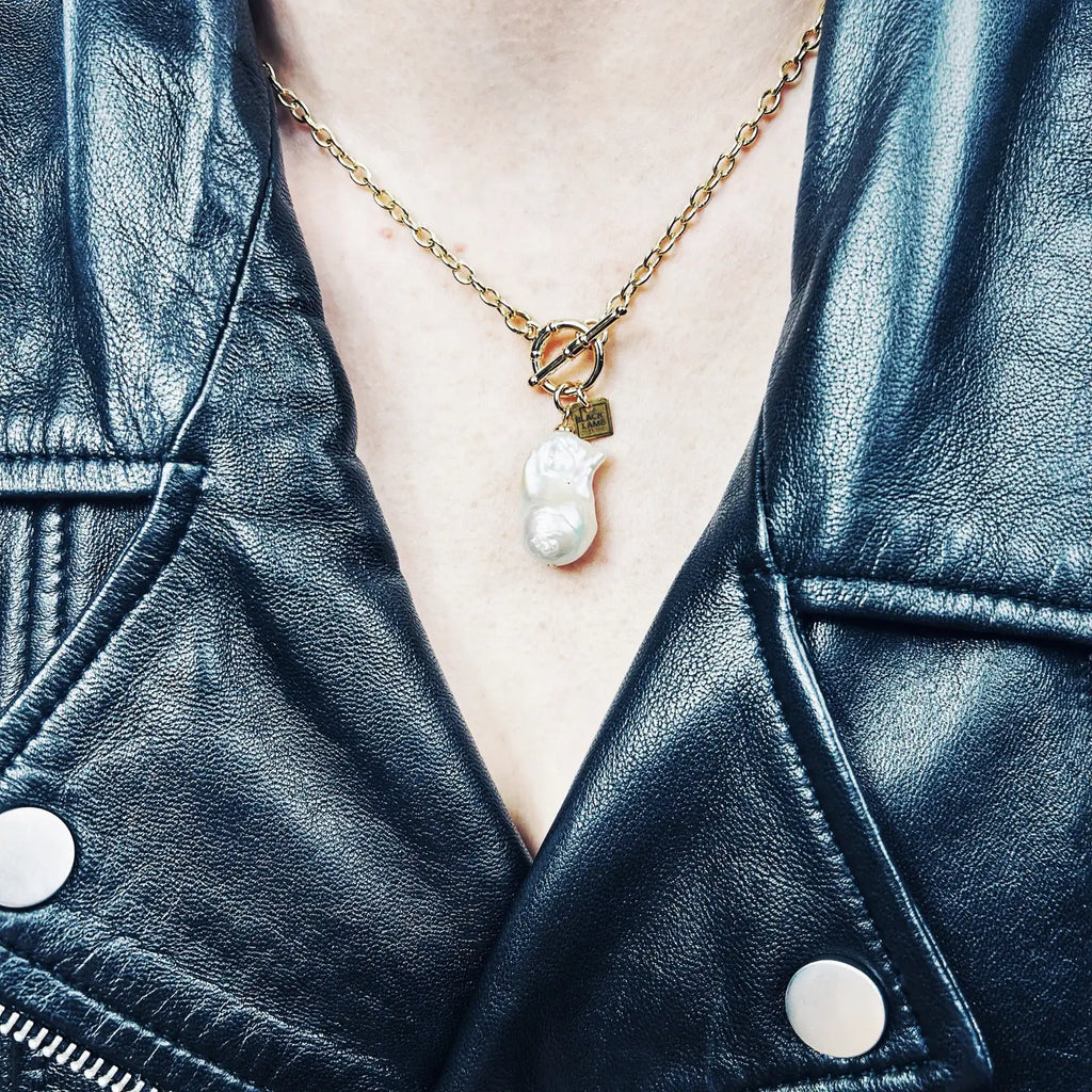 Freshwater Baroque Pearl Pendant On Gold Chain - Preorder Now