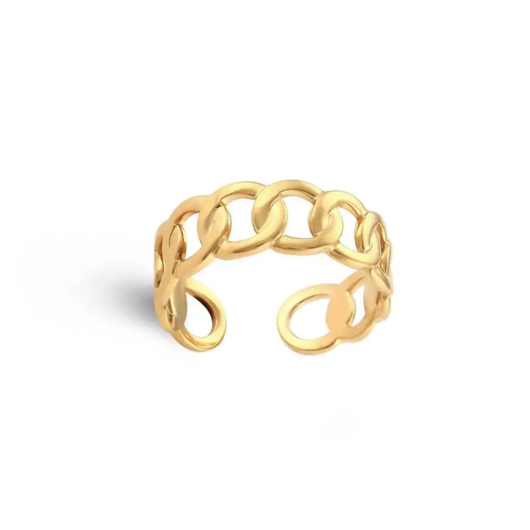 'Unchained' Gold Chain Link Adjustable Ring Ring in Gold - Preorder Now
