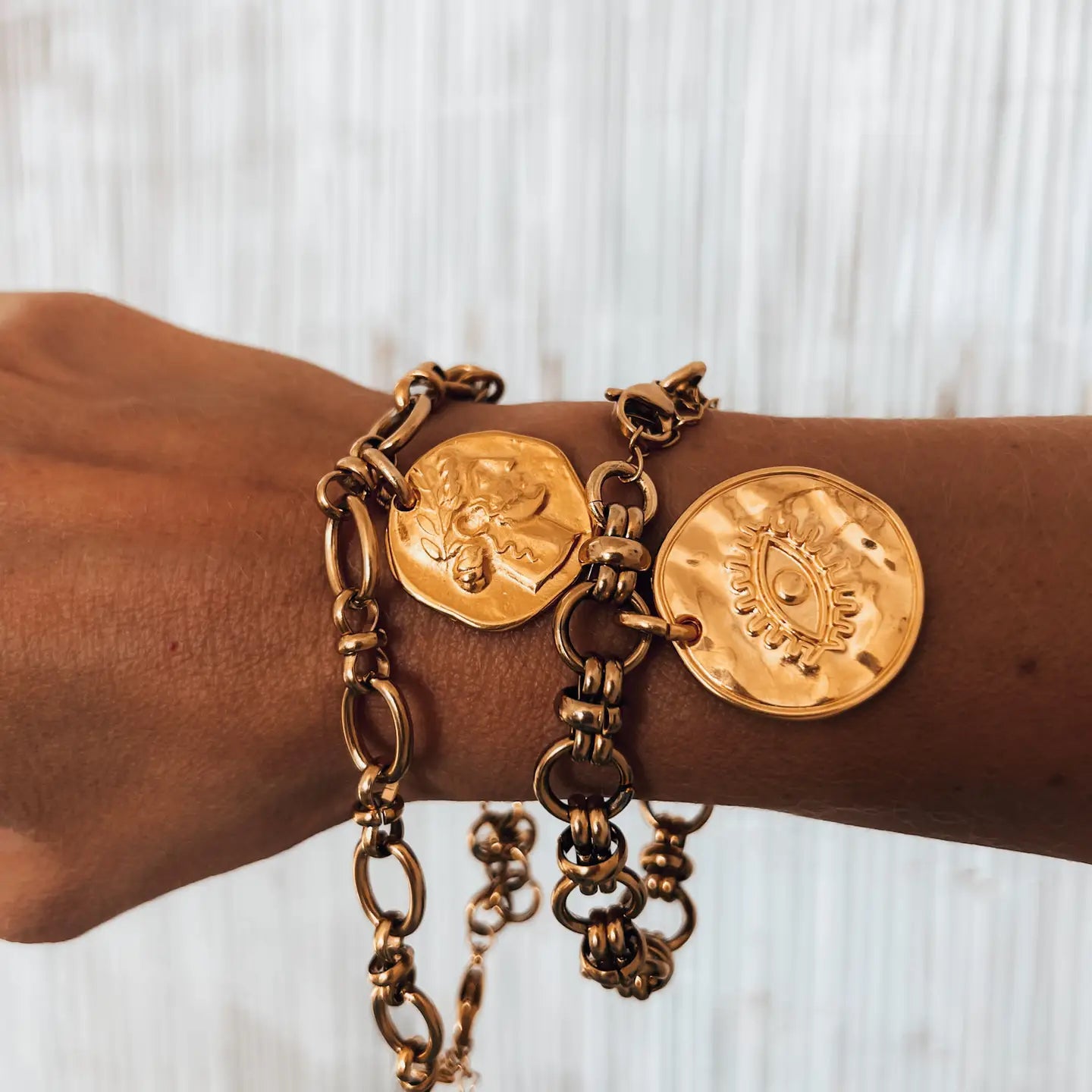 Gold Chunky Chain Bracelets with Coins - Preorder Now