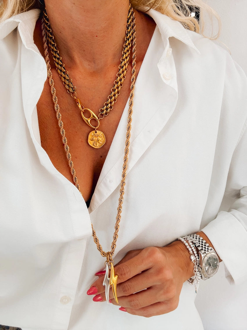 Gold Coin Necklace & Lightning Bolt Charm Chains - Preorder Now