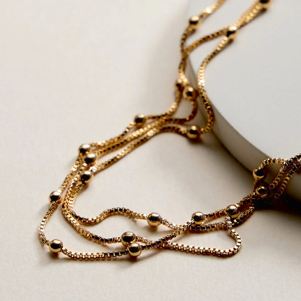 Gold Filled Layered Beaded Chain Necklace - Preorder Now