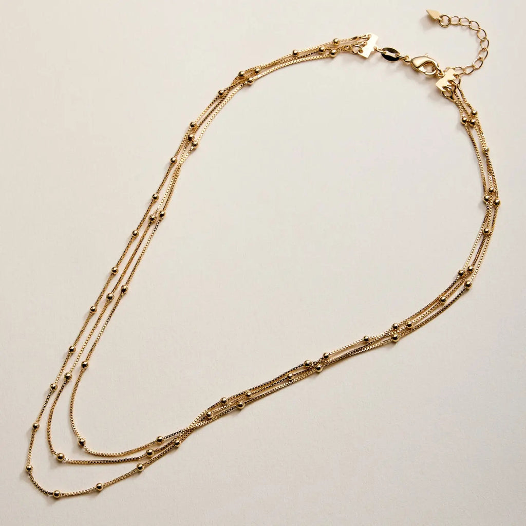 Gold Filled Layered Beaded Chain Necklace - Preorder Now