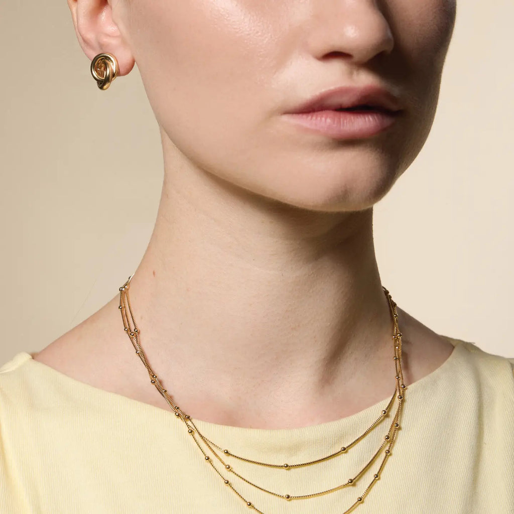 Gold Filled Layered Beaded Chain Necklace - Preorder Now