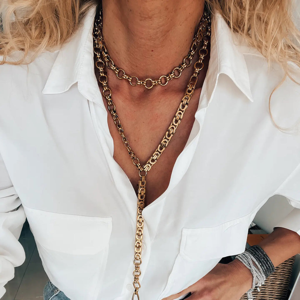 Gold Chunky Chain Choker and Lariat Necklace - Preorder Now