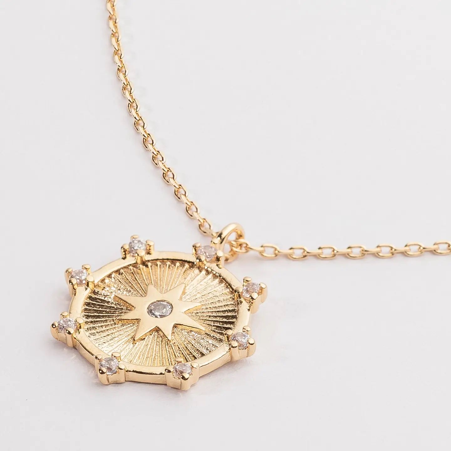 Gold Starburst Medallion Necklace with Crystals - Preorder Now