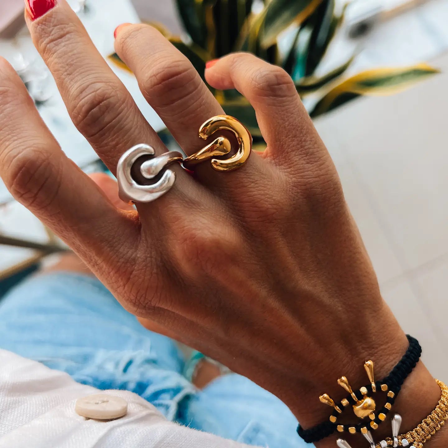 Artistic Shaped Hammered Ring in Gold and Silver - Preorder Now