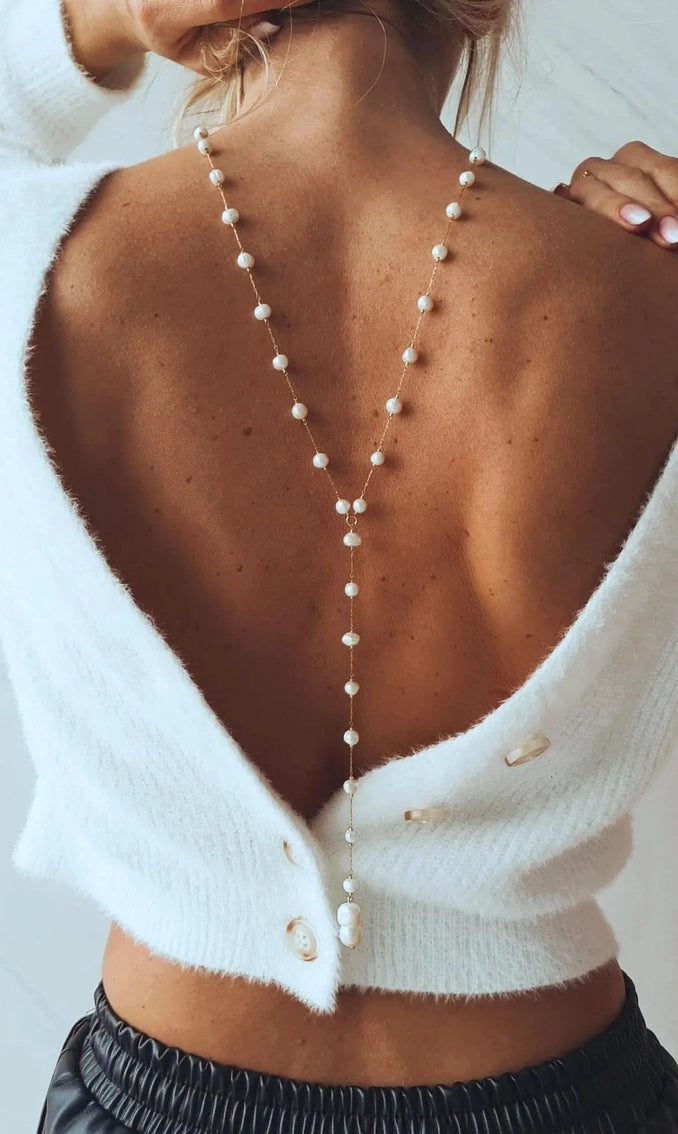 Lariat Natural Pearl Rosario in Gold - Preorder Now